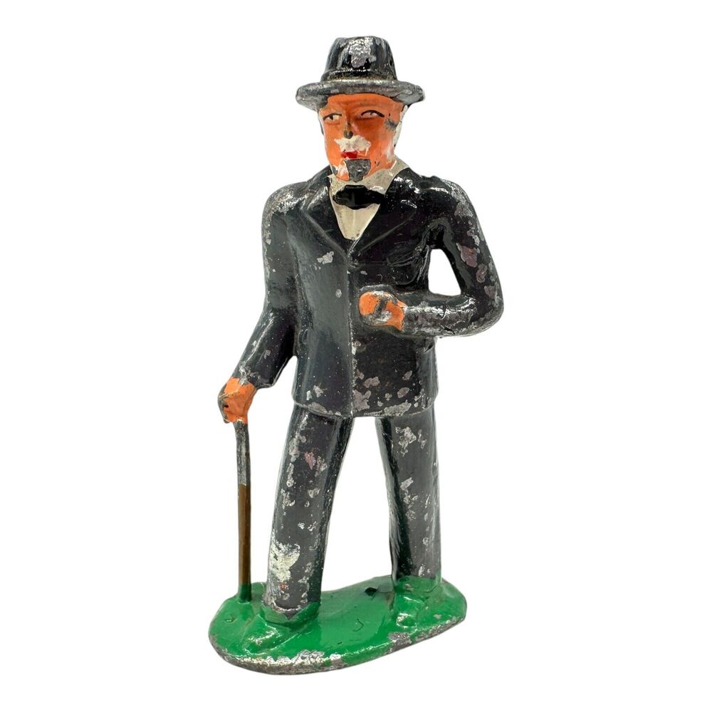 Vintage 1930's Lead Barclay 3" Train Layout Man With Cane‎ #619